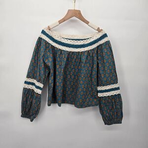 Luna Moon Blouse Size Medium Peasant Prairie Cottagecore Top